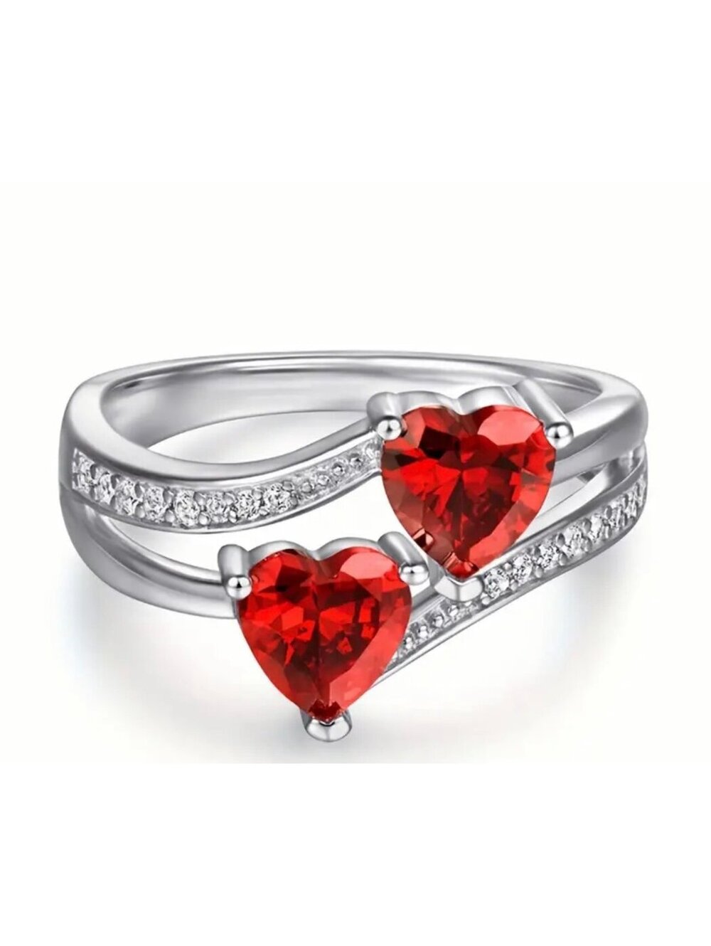 New - Elegant Heart-Shaped Cubic Zirconia Ring - Size 7